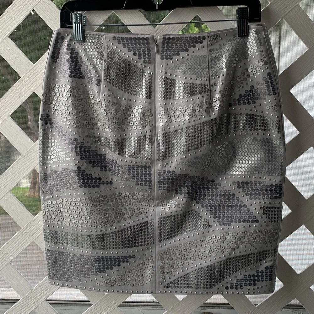 WHBM Light Grey Sequined Mini Skirt